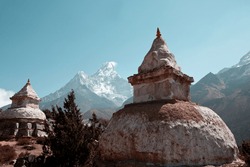 Buddhist stupa in Himalaya mountains, Nepal