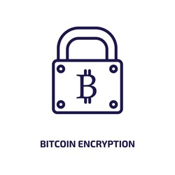 bitcoin encryption icon from cryptocurrency collection. Thin linear bitcoin encryption, encryption, internet outline icon isolated on white background. Line vector bitcoin encryption sign, symbol for 