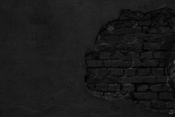 Old black brick wall. Grunge background. Concrete texture. Blackboard.