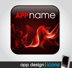 blank app icon for mobile devices with fire background