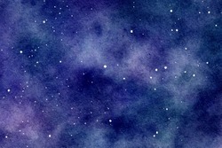 Cosmic watercolour night Star sky texture abstract purple background
