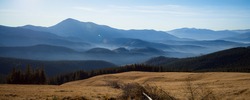 Wonderful Carpathian mountain landscape on panoramic view