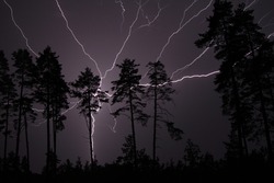 Thunderbolt, lightning bolt in the night sky