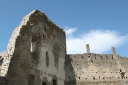 View on ruins of a medieval castle. Selective focus. High quality photo