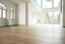 Photo of empty bright living room without furniture