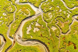 Aerial view of the Salt Marsh at Ards Forest Park in County Donegal, Ireland