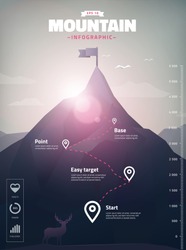 mountain peak infographic, polygon illustration