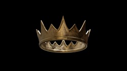 A King or Queen's Golden Crown on black background, low angle	
