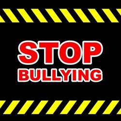 Stop Bullying sign or poster illustration with red colour and caution line