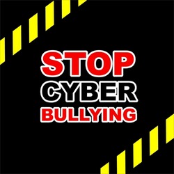 stop cyber bullying poster with caution line 