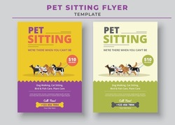 Pet Sitting Flyer Template, Pet Walkers Flyer Template, Pet Care Poster