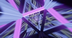 Neon light triangle shapes tunnel futuristic background
