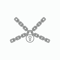 chain with lock icon, lock vector, chain illustration