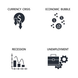 economic crisis icons set . economic crisis pack symbol vector elements for infographic web