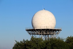 Metal tower of aeronautical meteorological spherical radar antenna 
