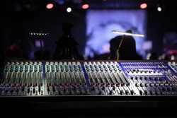 work place sound engineer's. mixing console.