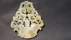 Archaic white old jade pedant  Length 6.5 cm Height 8 cm Thickness 0.3 cm. Weight 33 grams,  private collections