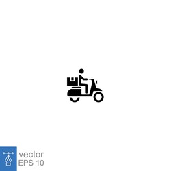 Delivery bike glyph icon. Courier Service man. shipping fast delivery man riding motorcycle. Track and trace processing. Fast delivery scooter Vector illustration design on white background EPS 10