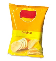 potato sachet yellow isolated on white background