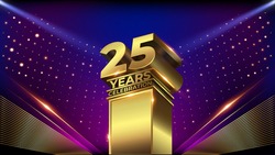 25 years Jubilee Blue Pink Golden Shimmer Awards Graphics Background Celebration. Entertainment Spot Light Hollywood Template  Luxury Premium Corporate Abstract Design Template Banner Certificate