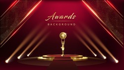 Red Carpet Bollywood Stage Maroon Steps Spot Light Golden Royal Awards Graphics Background Elegant Shine Modern Template Luxury Premium Corporate Abstract Design Template Banner Certificate Dynamic 