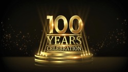 100 years Celebration Golden Jubilee Award Graphics Background. Entertainment Spot Light Hollywood Template  Luxury Premium Corporate Abstract Design Template Banner Certificate. 