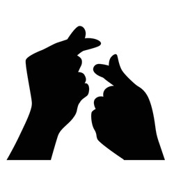 Vector collection set of finger heart gesture silhouettes.