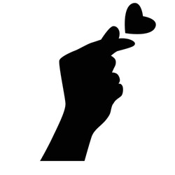 A vector of finger heart gesture silhouette.