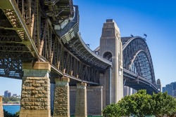 Detail of Sydney Harbour Brigde seen from Bradfield Park, New South Wales, Australia