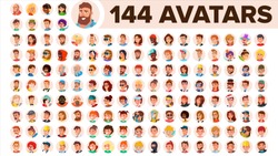 People Avatar Set Vector. Man, Woman. People User Person. Trendy Image. Comic Face Art. Cheerful Worker Avatar. Round Portrait. Cute Employer. Flat Cartoon Character Illustration
