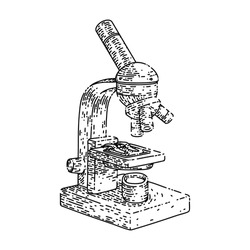 microscope lab hand drawn vector. laboratory research, science biology, scientific health, chemistry test microscope lab sketch. isolated black illustration
