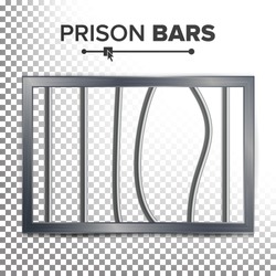 Realistic Prison Window Vector. Broken Prison Bars. Jail Break Concept. Prison-Breaking Illustration. Way Out To Freedom. Transparent Background.
