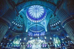 Interior of the Blue Mosque, Istanbul. Turkey