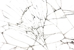 cracked glass isolated on a white background.