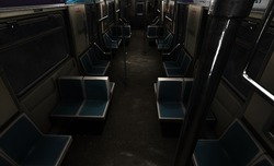 Inside of an empty subway metro. Creepy and scary environment for being alone.