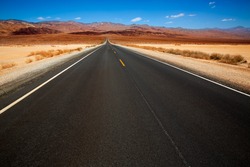 Death Valley straight road in desert National Park California California