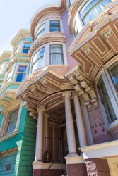 San Francisco Victorian houses near Alamo Square in California USA