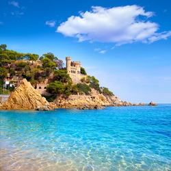 Lloret de Mar Castell Plaja at Sa Caleta beach in costa Brava of Catalonia Spain