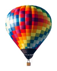 High Resolution, colorful, accurate hot air balloon isolated against a white background for easy compositing