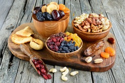 Mix of dried fruits and nuts - symbols of judaic holiday Tu Bishvat.