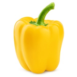 sweet yellow pepper, paprika, isolated on white background, clipping path, full depth of field