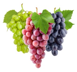purple red and green grape, isolated on white background, clipping path, full depth of field