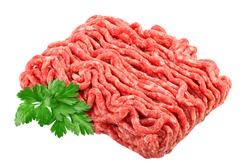 minced meat, pork, beef, forcemeat, clipping path, isolated on white background, full depth of field