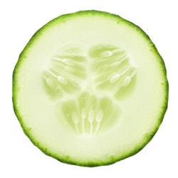 fresh juicy slice cucumber on white background, isolated, clipping path