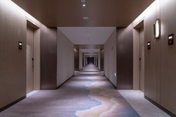 Interior of luxury hotel corridor