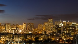 Glowing San Francisco skyline from South of Market at night