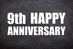 9th happy anniversary text with blackboard background for couple and Anniversary