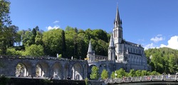 Lourdes, France. Panoramic view of the Sanctuary of Our Lady of Lourdes