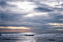 In frame - ocean, morning sky, waves