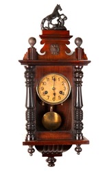 vintage antique clock, objects photographed on white background